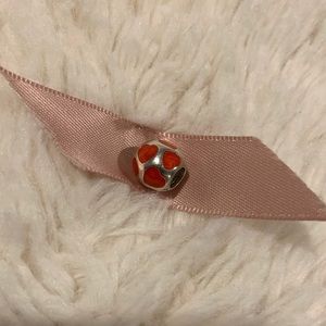 Pandora Red Enamel Hearts Charm